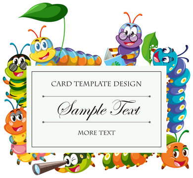 Card template with caterpillars around border