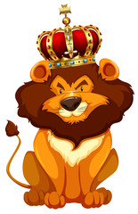 Wild lion wearing crown