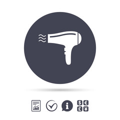 Hairdryer sign icon. Hair drying symbol.