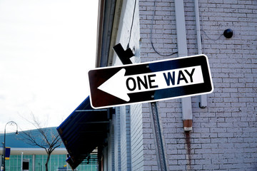 one way sign in old city street