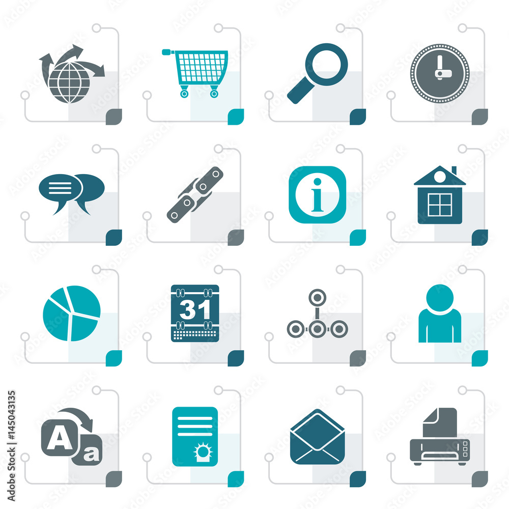 Fototapete stylized web site, internet and computer icons - vector icon set