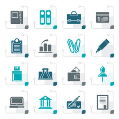 Stylized Business, Office and Finance Icons - Vector Icon Set