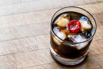 Black Russian Cocktail with vodka and coffee liquor