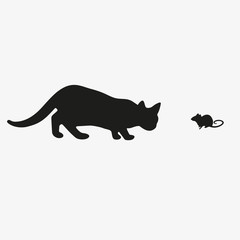 The cat catches the mouse