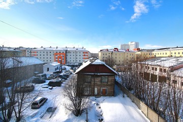 Fototapeta na wymiar The winter in the city centre of Murmansk ,Russia