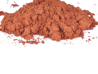 Cocoa powder on white background
