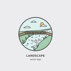  Vector round design concept with village view.