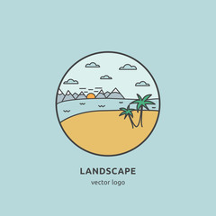 Summer vector round logo.