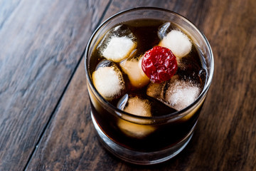 Black Russian Cocktail with vodka and coffee liquor