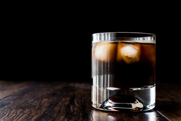 Black Russian Cocktail with vodka and coffee liquor