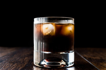 Black Russian Cocktail with vodka and coffee liquor