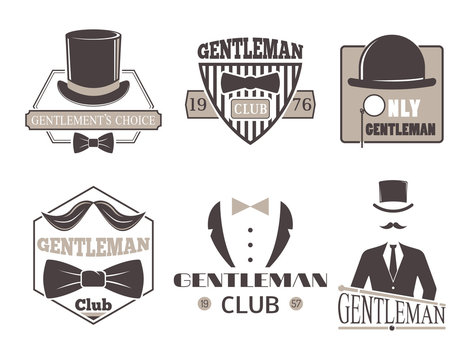 Vintage style design hipster gentleman vector illustration badge black silhouette element.