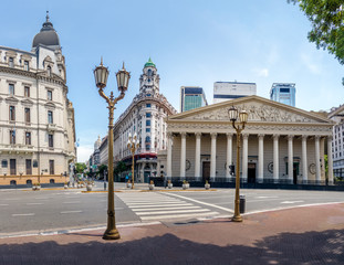 Panoramic view of Buenos Aires Metropolitan Cathedral and buildings around Plaza de Mayo - Buenos Aires, Argentina - obrazy, fototapety, plakaty