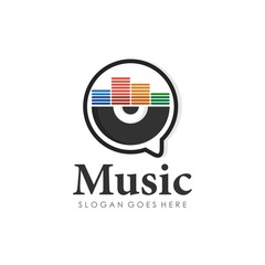 Disc music logo design vector