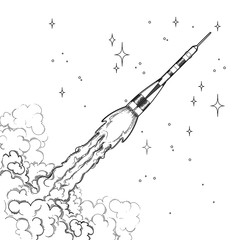 Graphic launching rocket © Ekaterina Glazkova