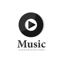 Disc music logo design vector