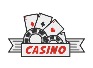 Casino logo with cards and chips