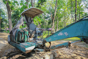 mini backhoe on site