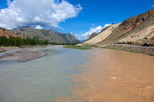 The Merger Of Two Mountain Rivers