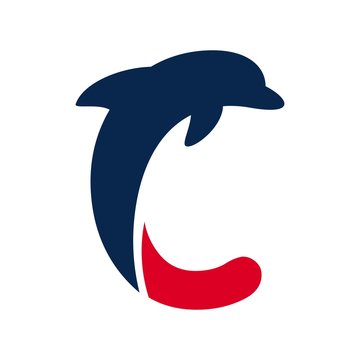 Letter C And Dolphin Icon. Logo Vector.