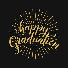 Happy Graduation. Hand drawn lettering for greeting, invitation card