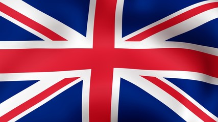 Flag of Great Britain, fluttering in the wind. 3D rendering. It is different phases of the movement close-up flag in the wind.