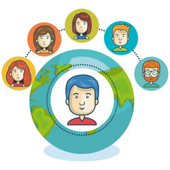 online community globe design vector illustration eps 10