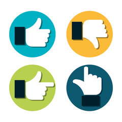 set hands different gesture isolated vector illustration eps 10