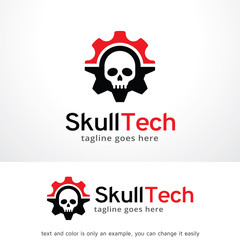 Skull Tech Logo Template Design Vector, Emblem, Design Concept, Creative Symbol, Icon