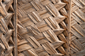 Primitive thatch of palm leaves in hot countries