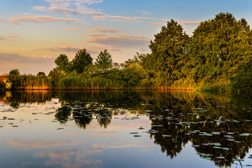 Obraz premium Evening over the water; Landscape; Poland.