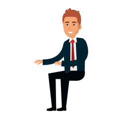 Obraz premium businessman doing seated pose vector illustration design