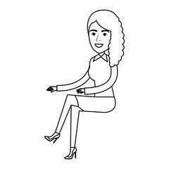 businesswoman doing seated pose vector illustration design