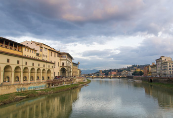 Fototapeta na wymiar Clouds over river Arno, Florence