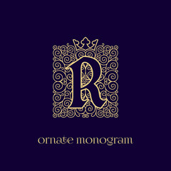 monogram with crown R