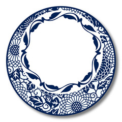 Chinese Traditional Blue And White Porcelain, Leaves Texture Frame