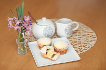 fresh homemade Muffin on wooden table