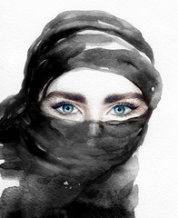 femme arabe. Illustration de mode. Peinture à l& 39 aquarelle
