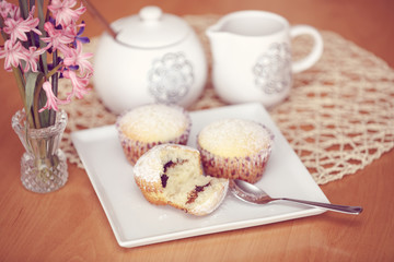 fresh homemade Muffin on wooden table