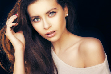 Fototapeta premium Beautiful young female brunette