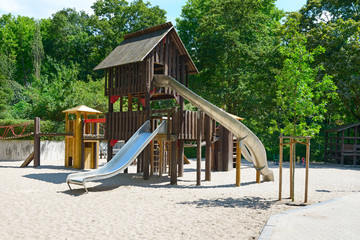 Children's playground in the summer park