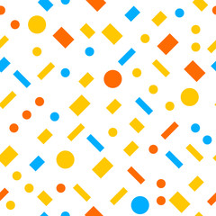 Colorful simple geometric shapes seamless pattern, vector