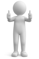 weisses 3d Männchen zwei Daumen hoch