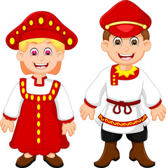 russia traditional costume cartoon