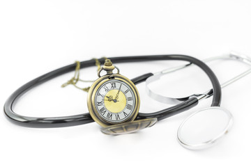 stopwatch with stethoscope