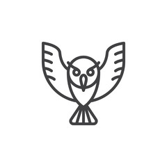 Owl line icon, outline vector sign, linear style pictogram isolated on white. Wisdom symbol, logo illustration. Editable stroke. Pixel perfect