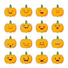 Emotions Pumpkin. Vector style smile icons. 
