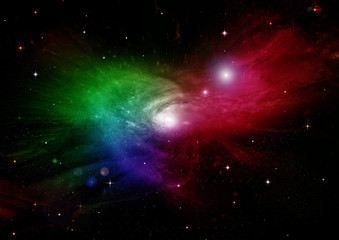 Stars, dust and gas nebula in a far galaxy