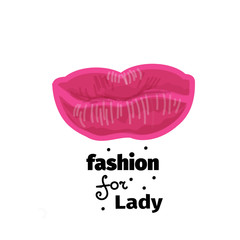 Vector illustration of pink lips for print, logo, banner