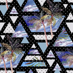 Abstract summer geometric seamless pattern.